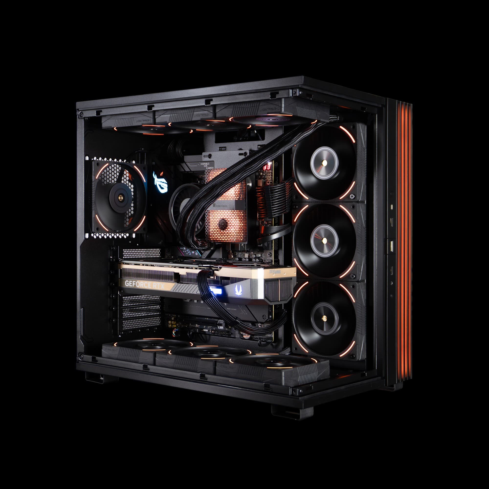 NoMadPC Tower Gaming PC mit orangener RGB-Beleuchtung